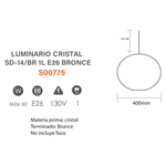 Lámpara Colgante de Cristal Bronce